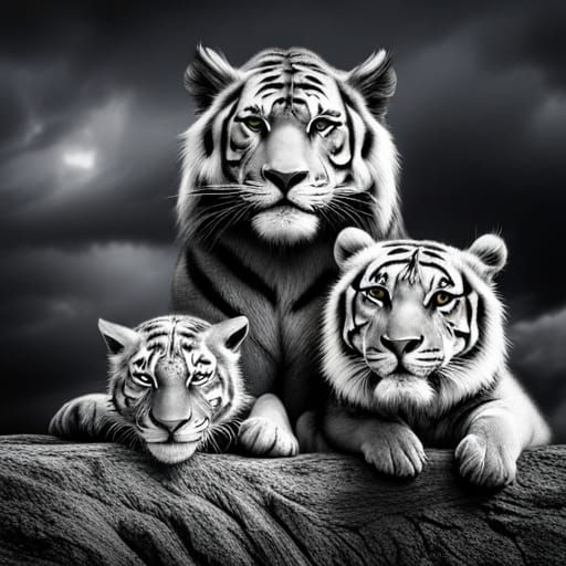 Hyperrealistic Circus Performance with Lions and Tigers