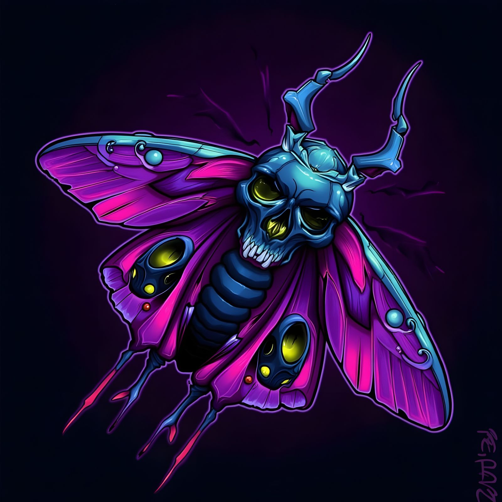 Moth with Skull Body and Eyes: New School Design