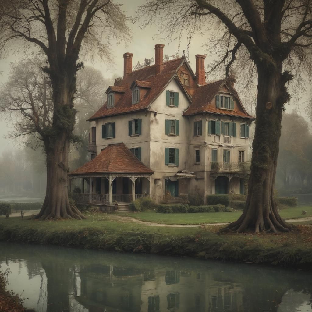 Art Deco Portrait: Cottagecore Meets Canaletto Creepy