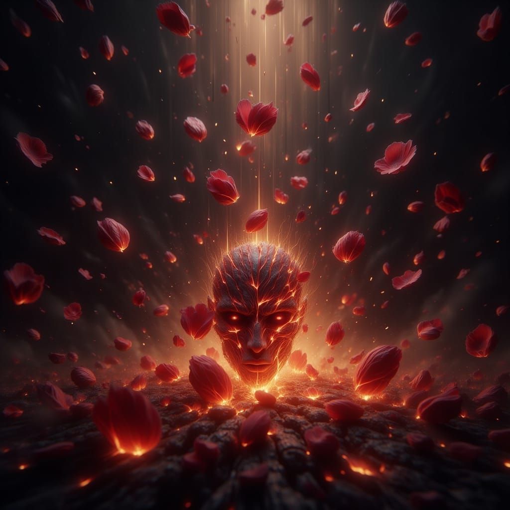 Burning Rose Petals in Ethereal Golden Light