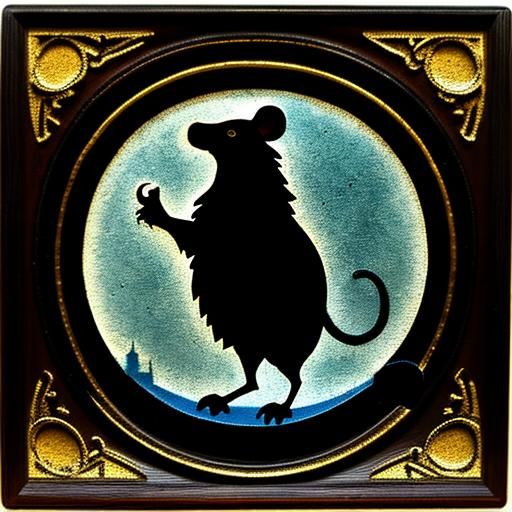 Mouse and Cheese Silhouette Art in Constructivist Style