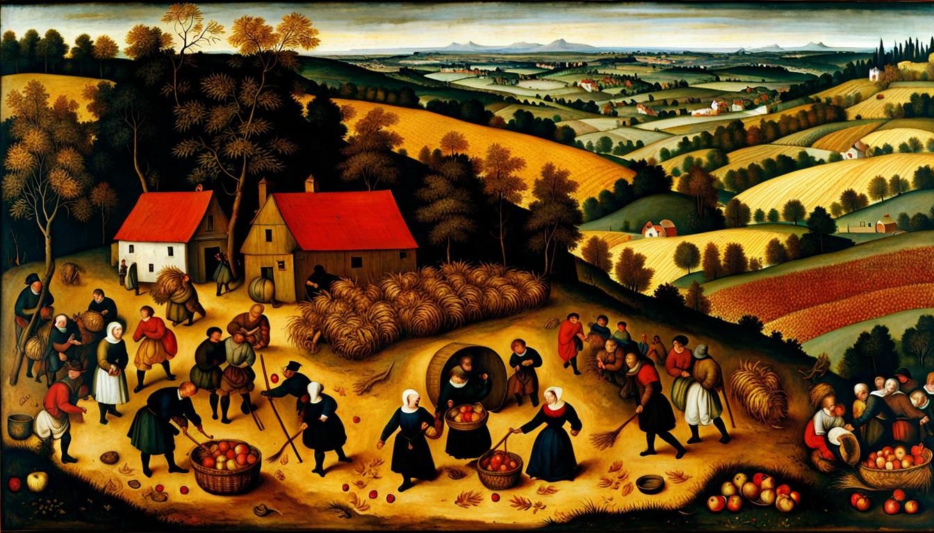 Autumn Harvest Scene in Renaissance Style