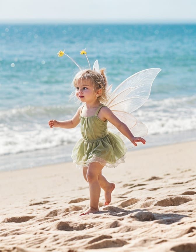 Cute Fairy Spending a Day at the Beach