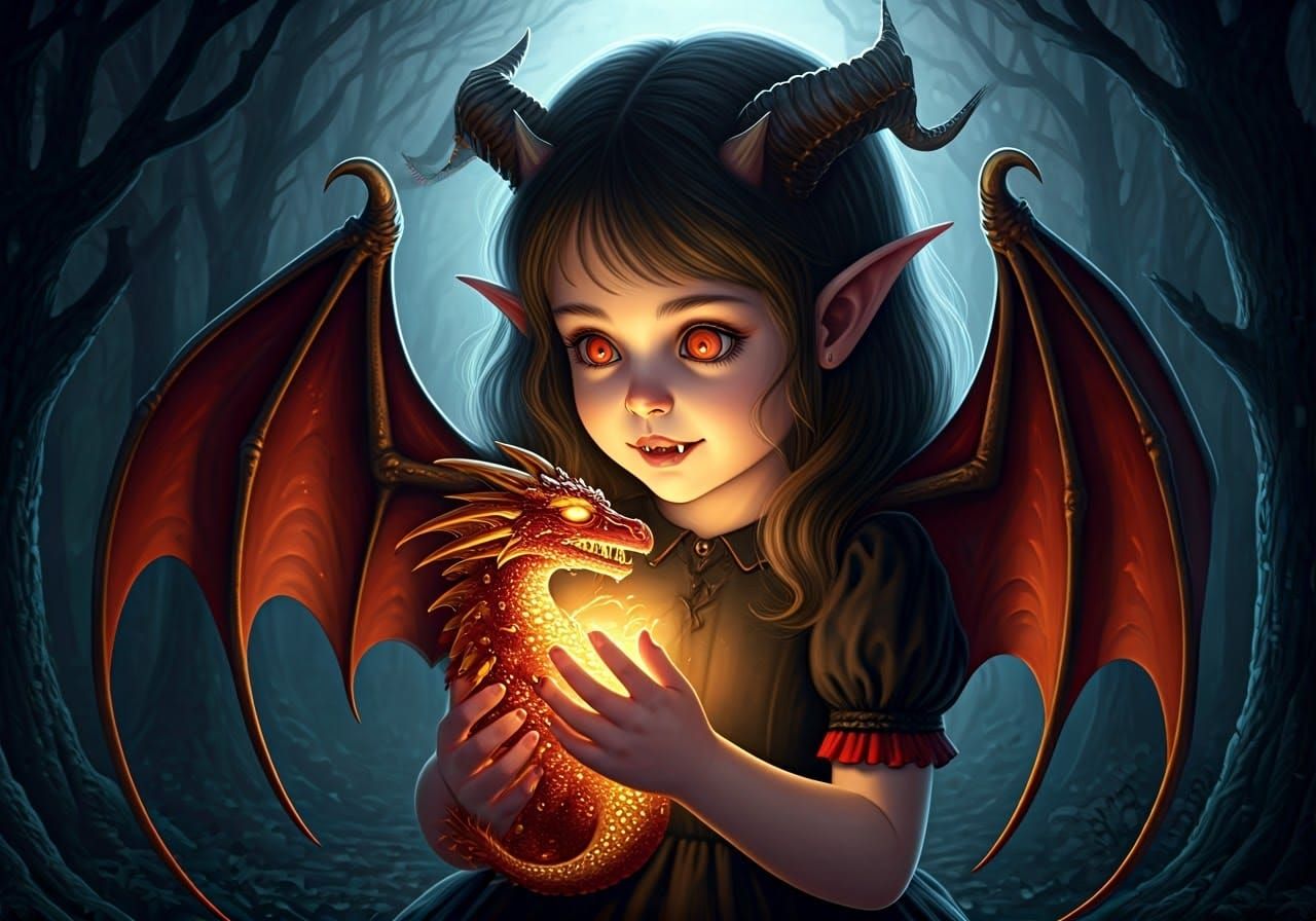 Hybrid girl with her pet Dragon...... Scary but cute!!! (2)