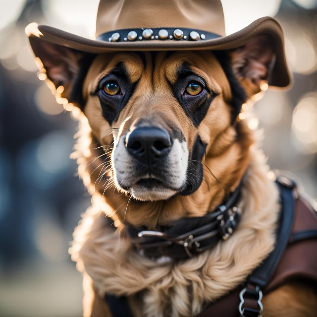 Anthro Cowboy Dog Portrait in Professional Style