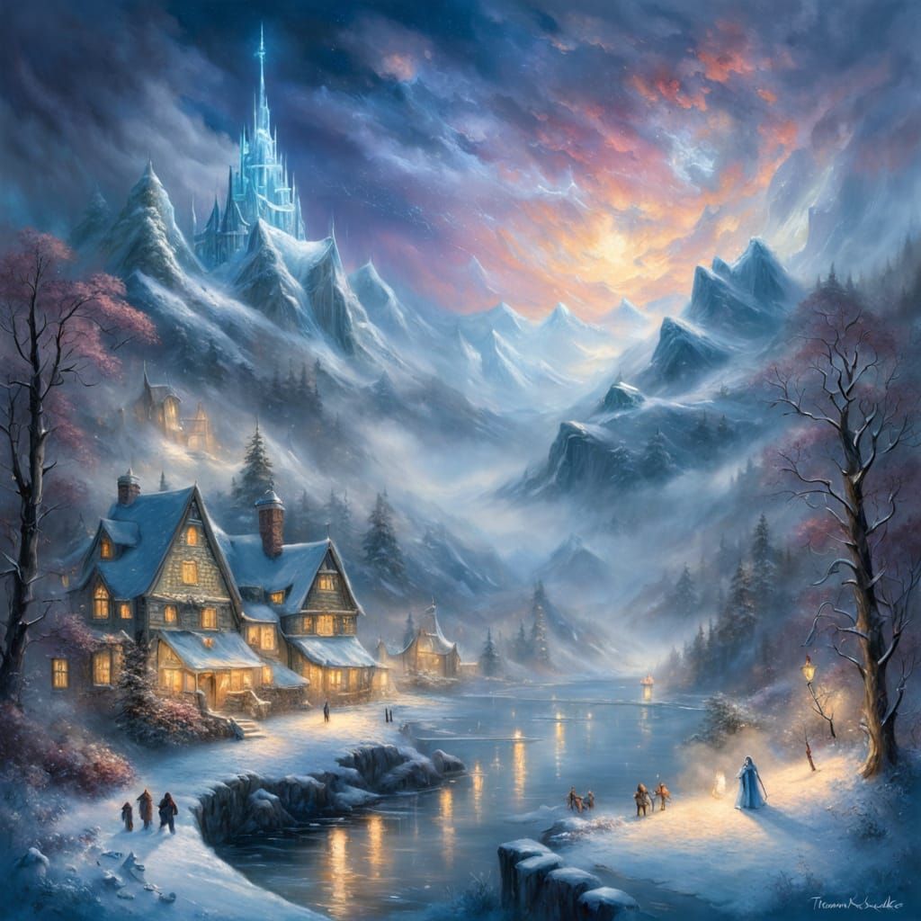 Ethereal Frozen Inferno Night in Luminist Style