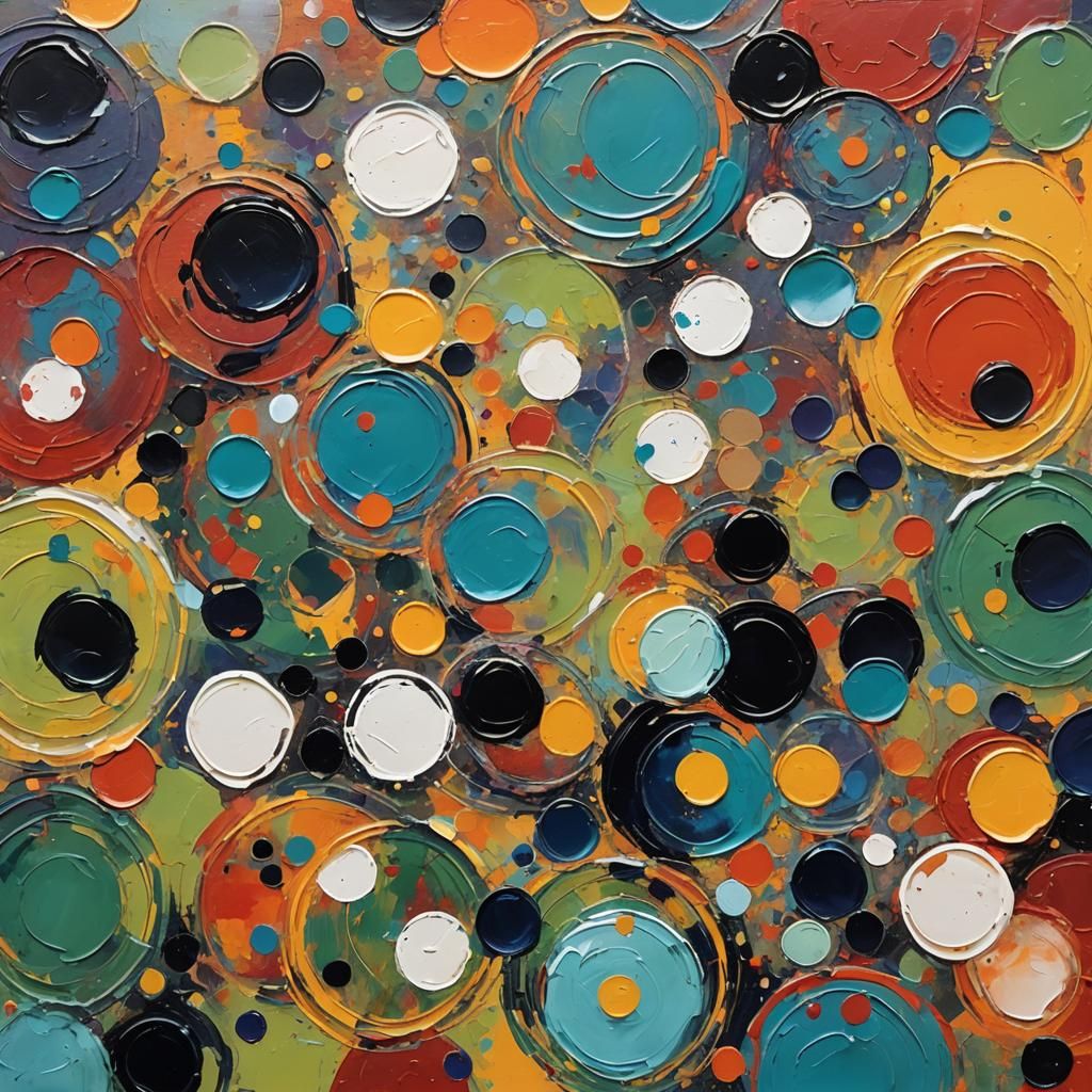 Abstract Circles and Dots in Expressionist Impasto Style