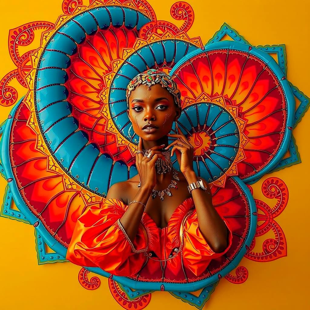 African Queen in Surreal 3D CGI Style
