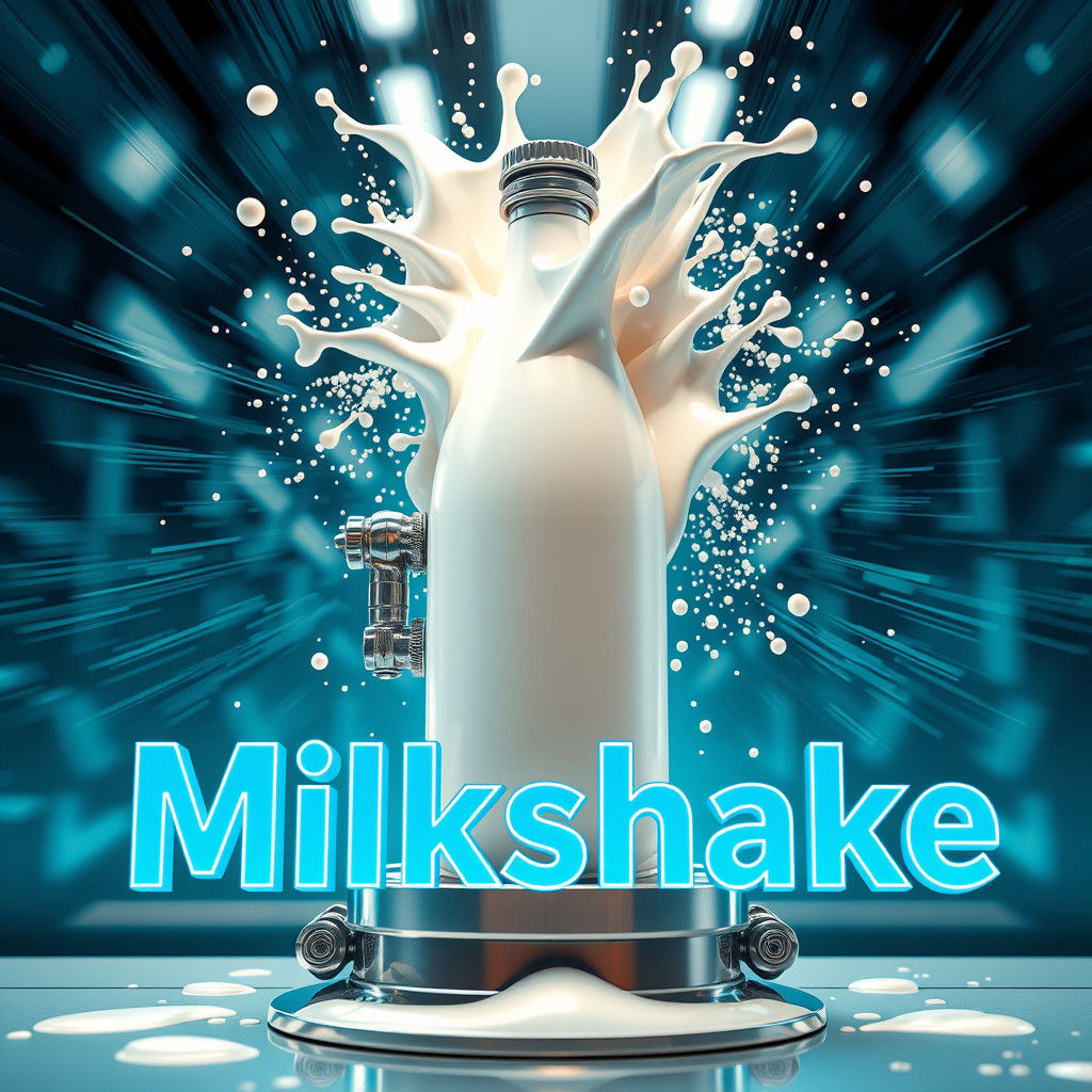 Futuristic Milk Bottle Shaken on Steel Juggernaut