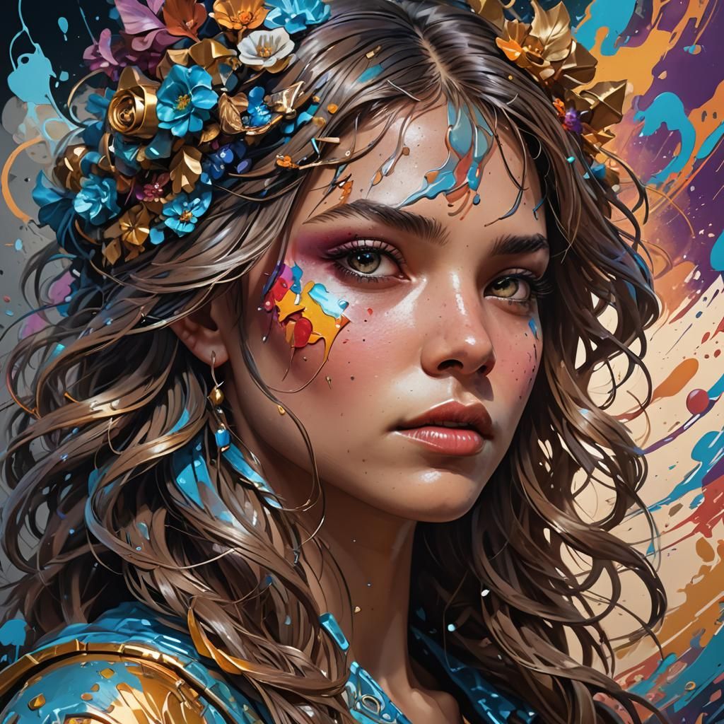 Detailed Portrait in Graffiti Art Style