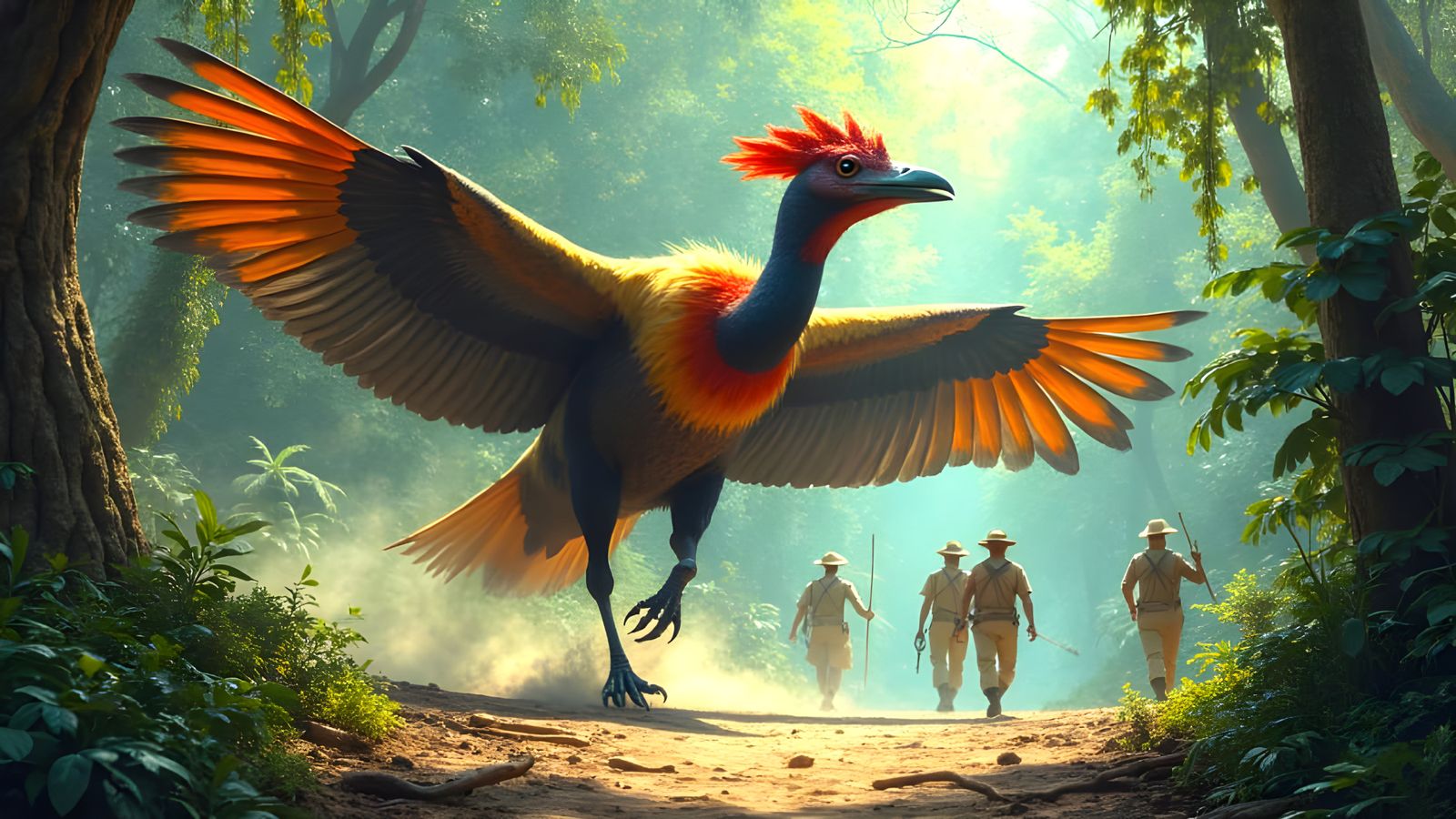 Prehistoric Terror Bird Attacks Hunters in Jungle