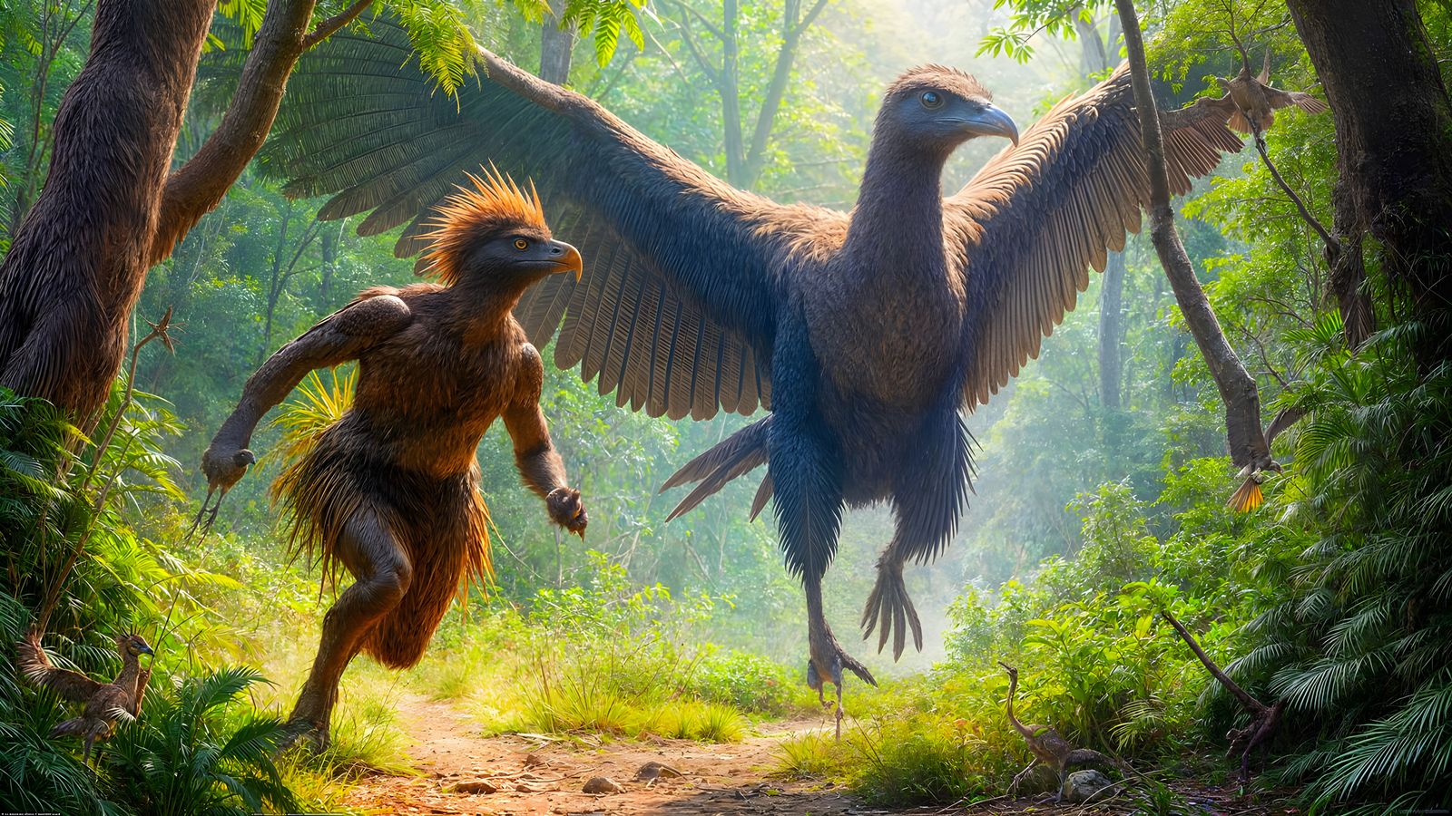 Prehistoric Terror Bird Attacks Hunters in Jungle