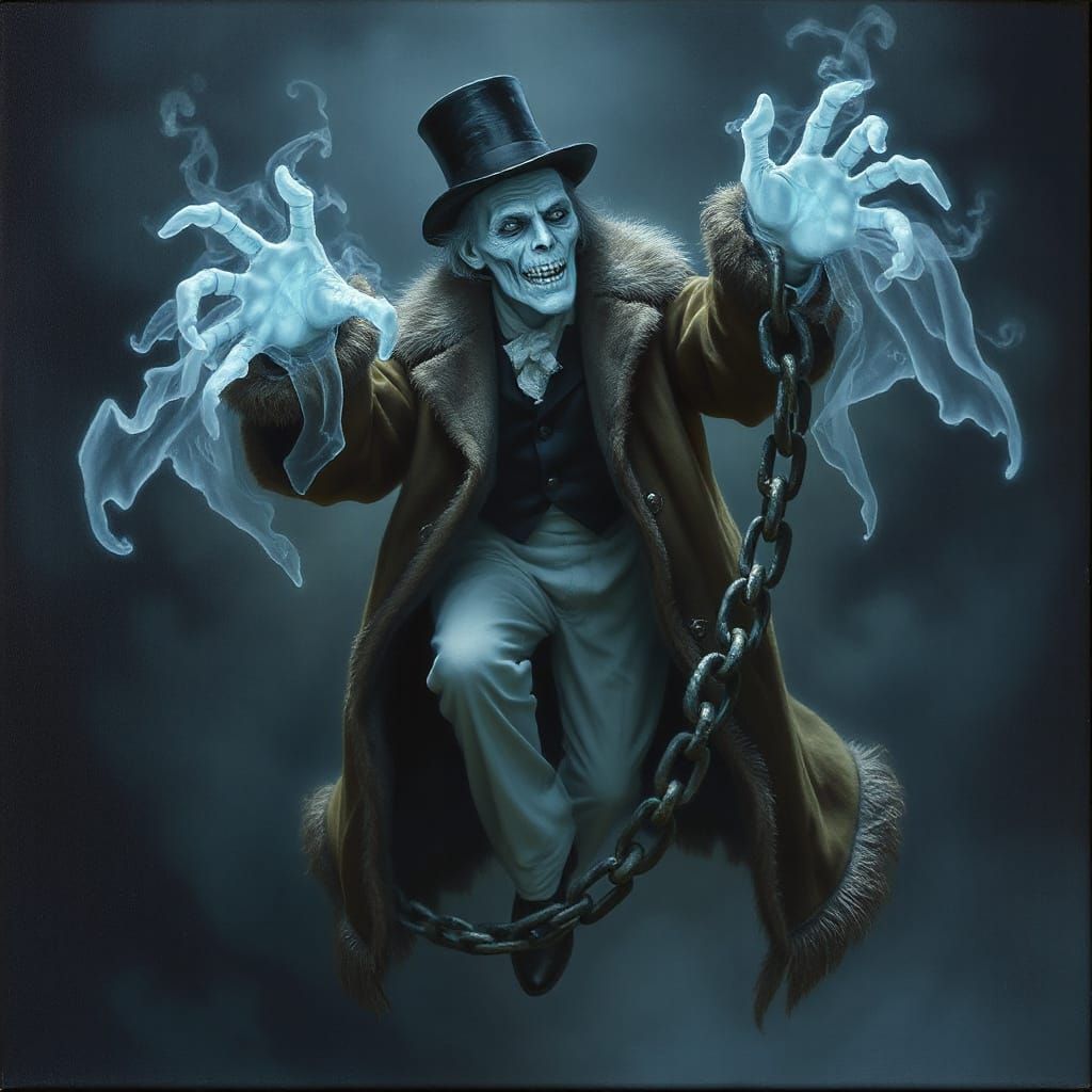Jacob Marley Ghost in Eerie Blue Light