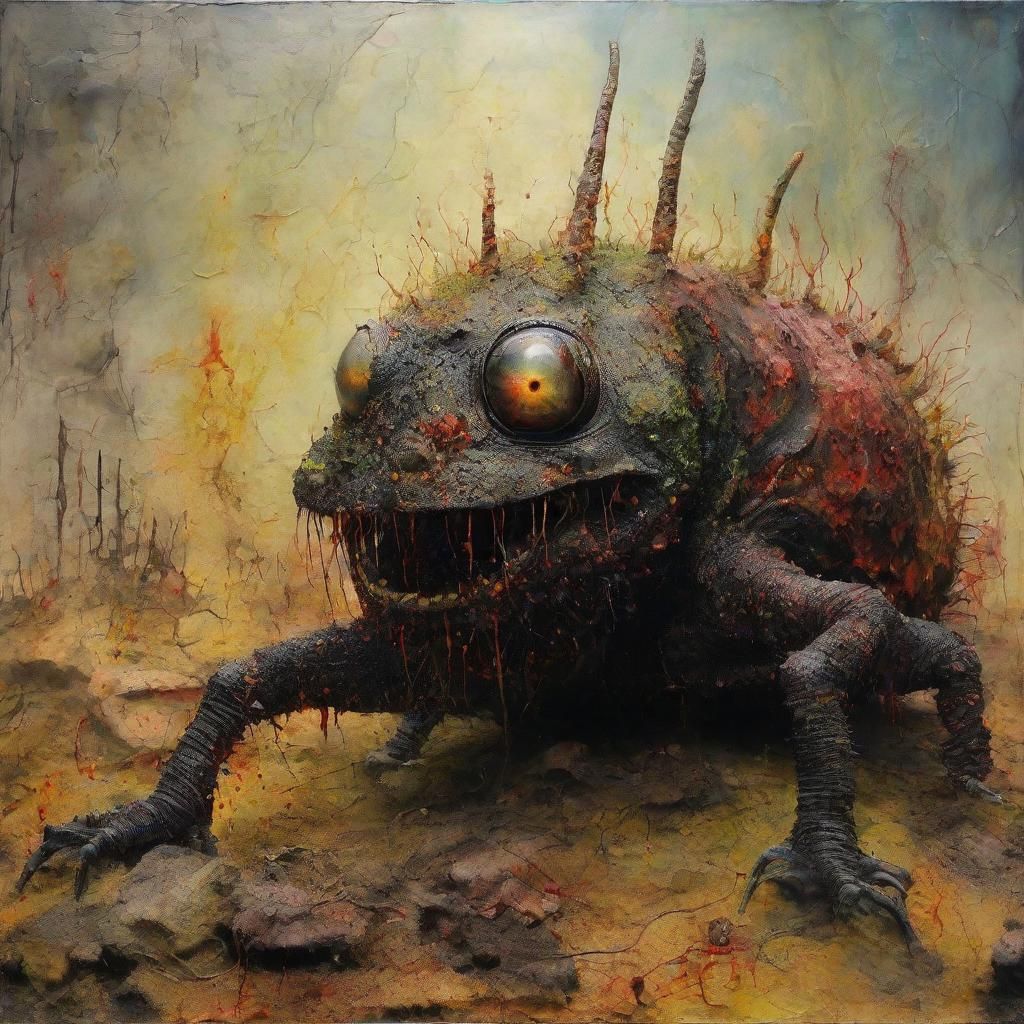 Surreal Alien Beast in a Grisly Landscape