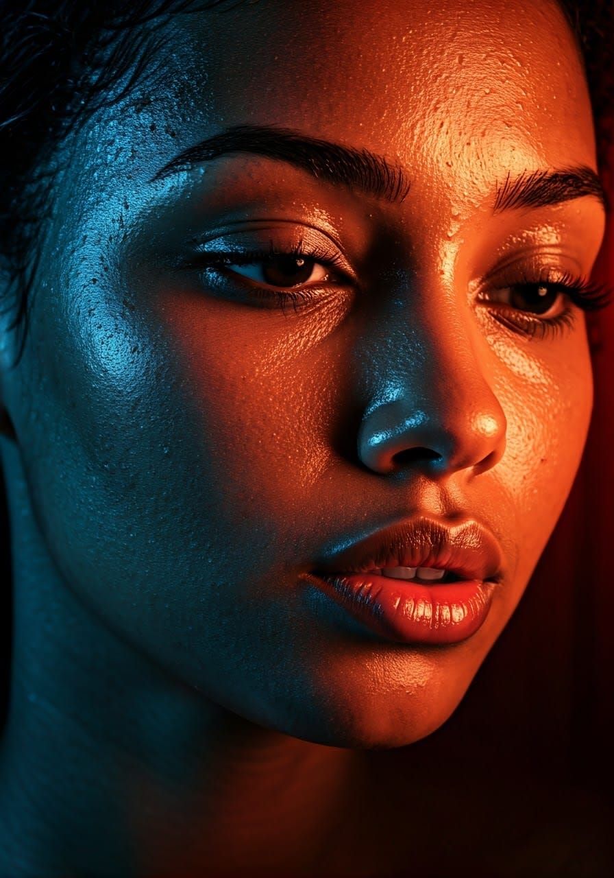Radiant Woman Portrait with Dramatic Lighting