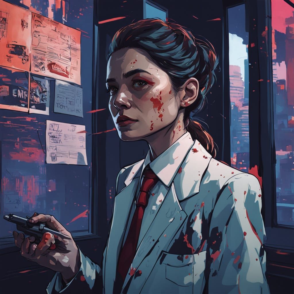 Crime Scene Investigation in Vibrant Digital Art