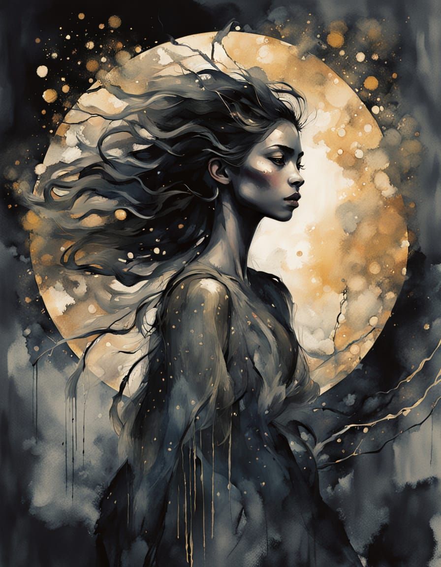 Dark Elf Portrait with Glowing Spider Silk Hair