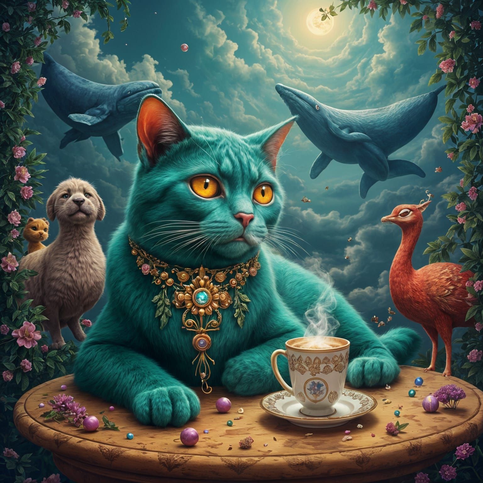 Ethereal Feline Goddess Among Whirling Clouds of Kush and LS...