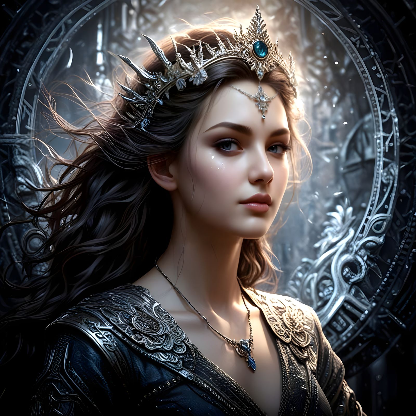 Stunning Girl Lies Smiling with Bright Blue Eyes and Golden ...