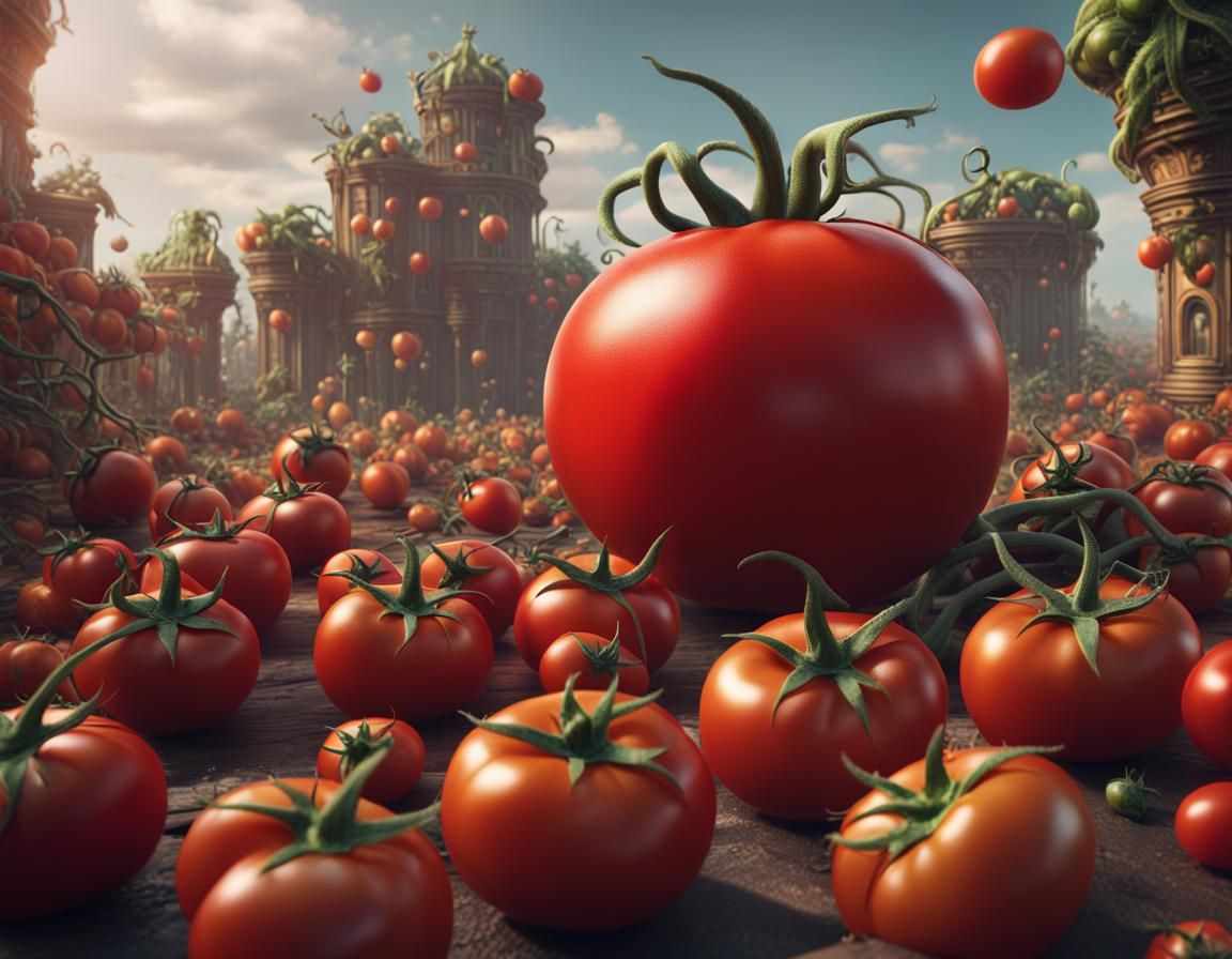 Tomato World: A Surrealist Vision of Tomato Citizens