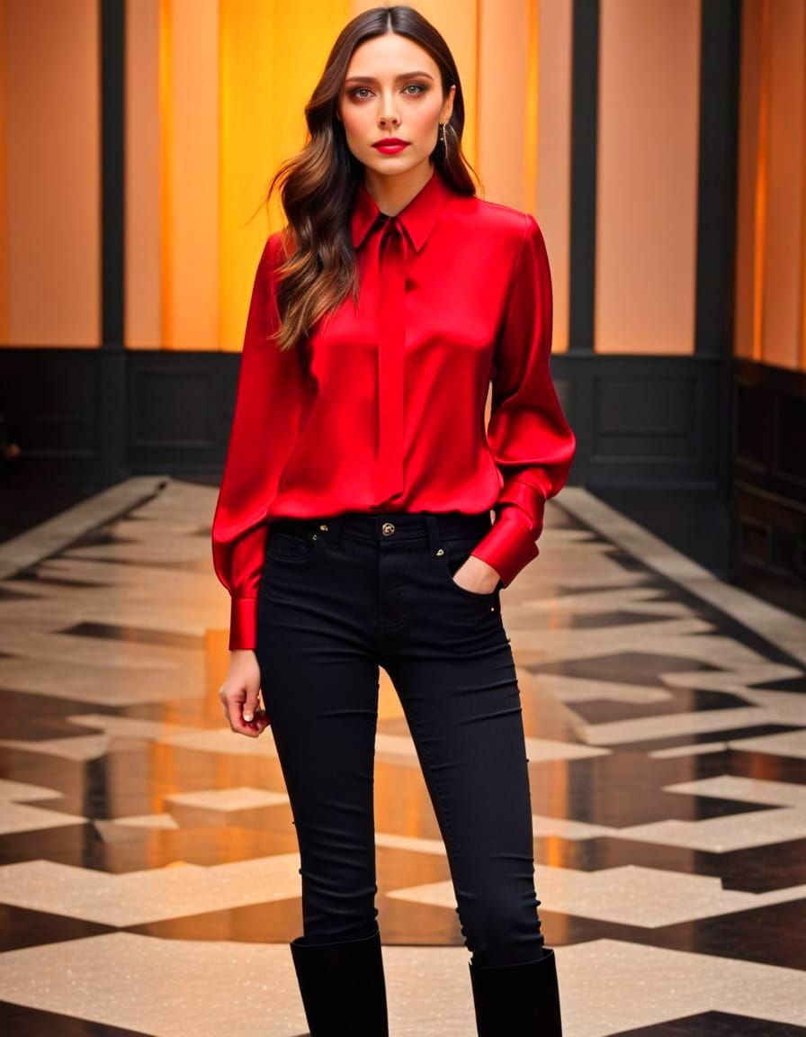 Elizabeth Olsen in Art Deco Elegance