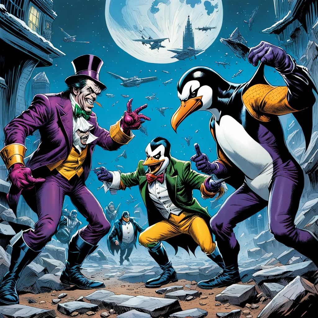 Epic Supervillain Battle in Comic Book Style