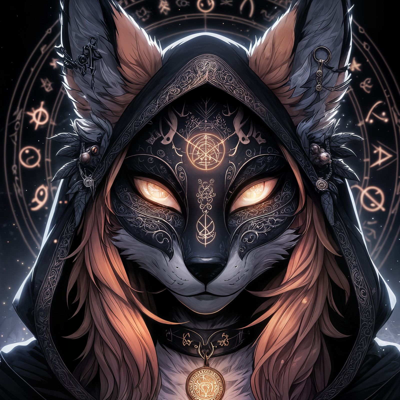 Mystical Forest: Woman Casting Black Magic Spell