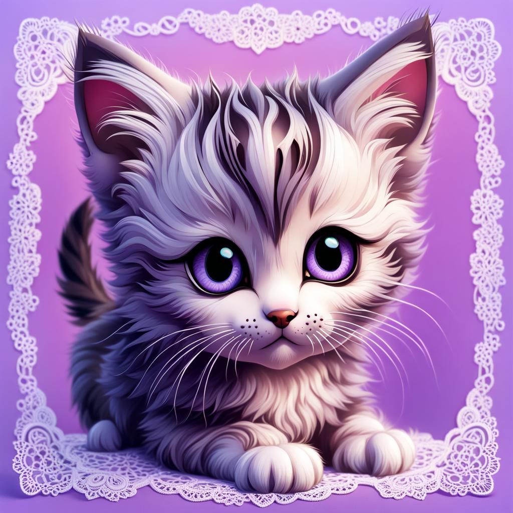 Lacy Lavender Chibi Kitten Splash Art