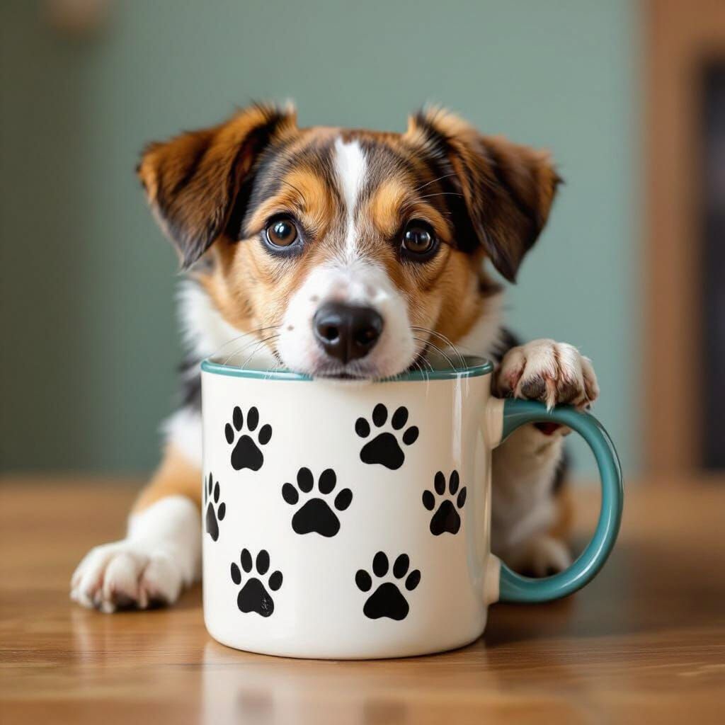 Cute Dog Mug Design in Illustrated Style