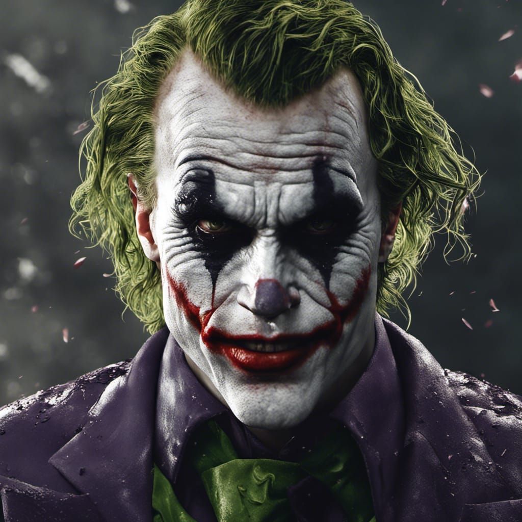 Hyperrealistic Joker Portrait in Dark Knight Style