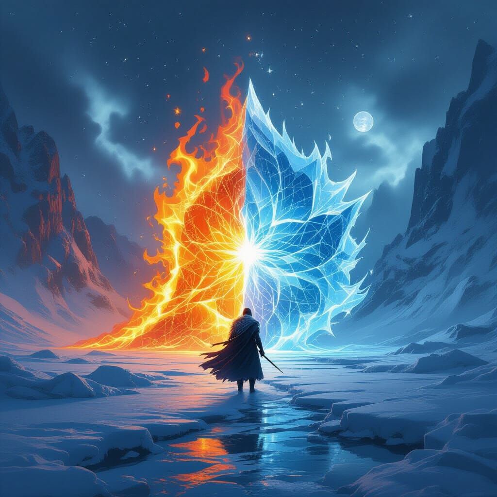 Striking Image of Ice and Fire
