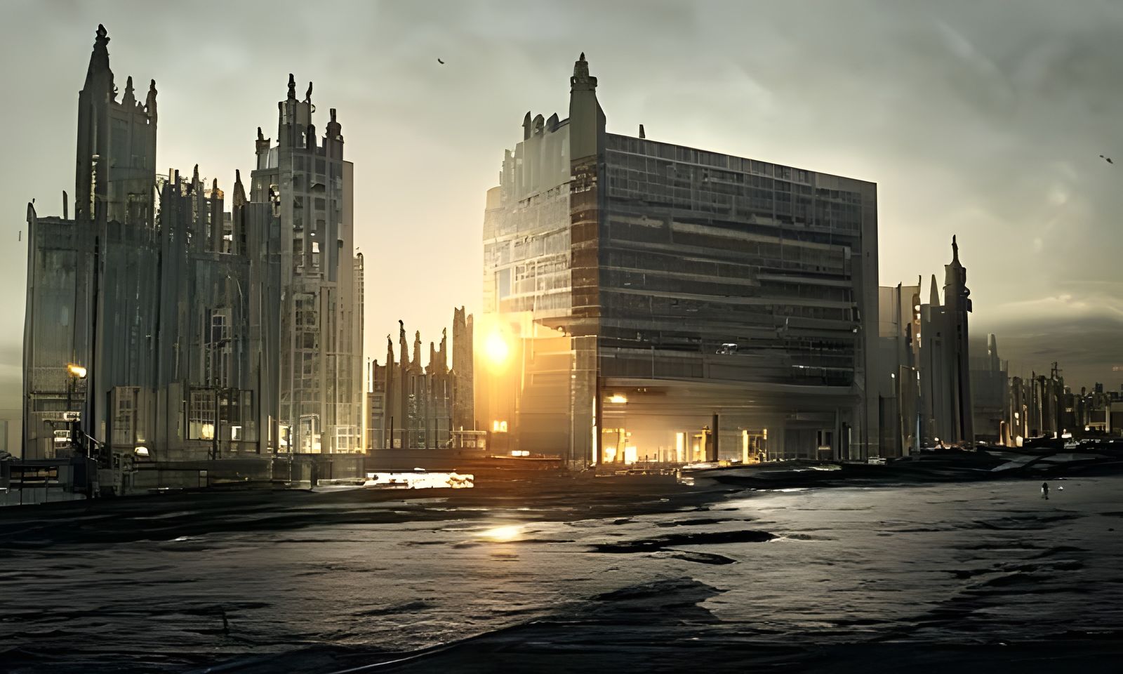 Orwellian Ministry of Truth in Cinematic Light