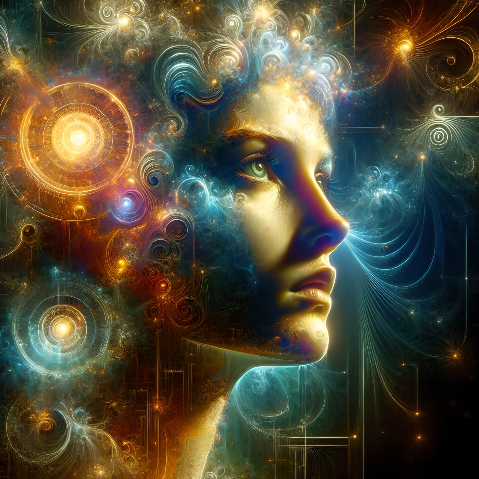 Mystical Portrait with Dynamic Lighting and Volumetric Effec...