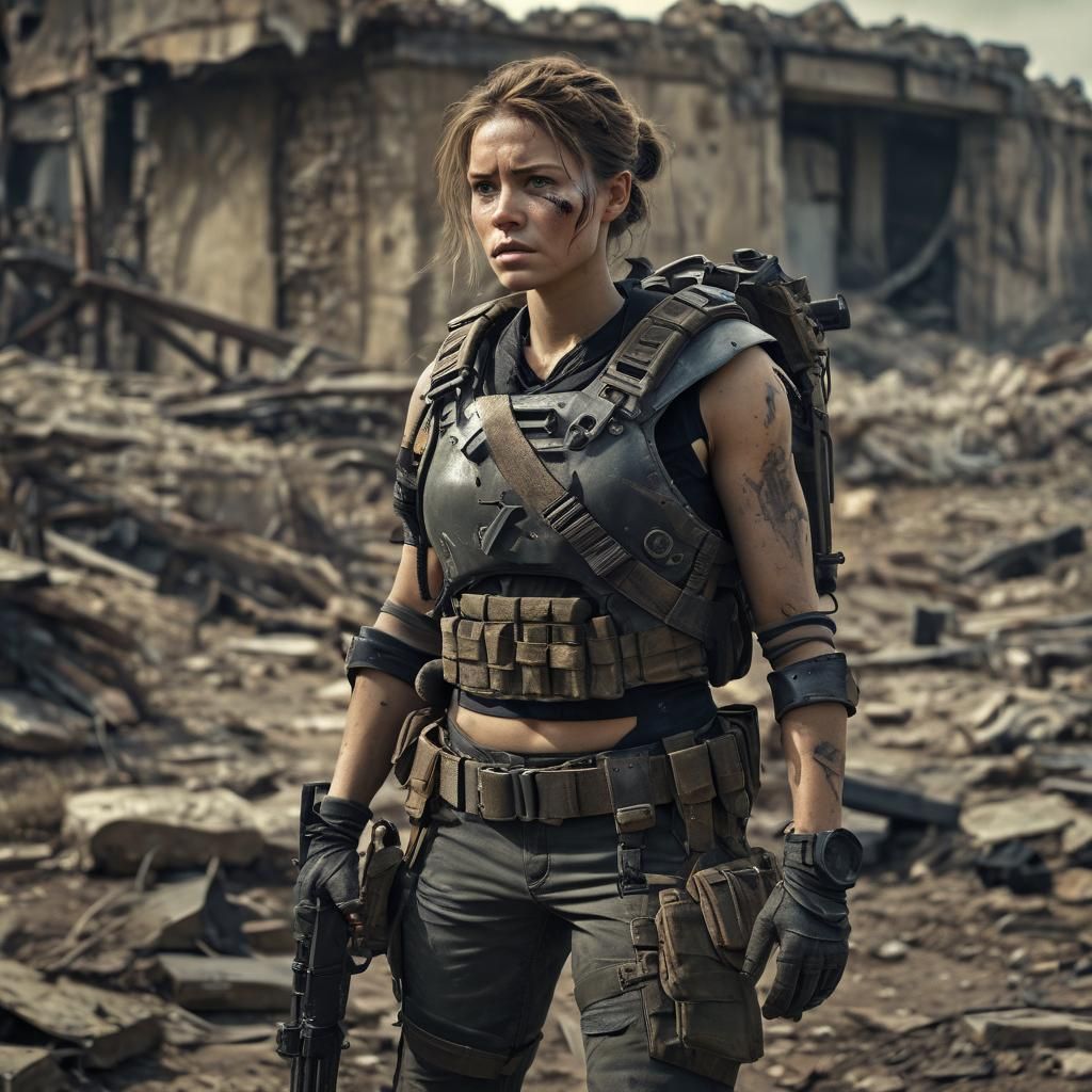 post-apocalyptic, dystopian, landscape, lone, anti-hero, fem...