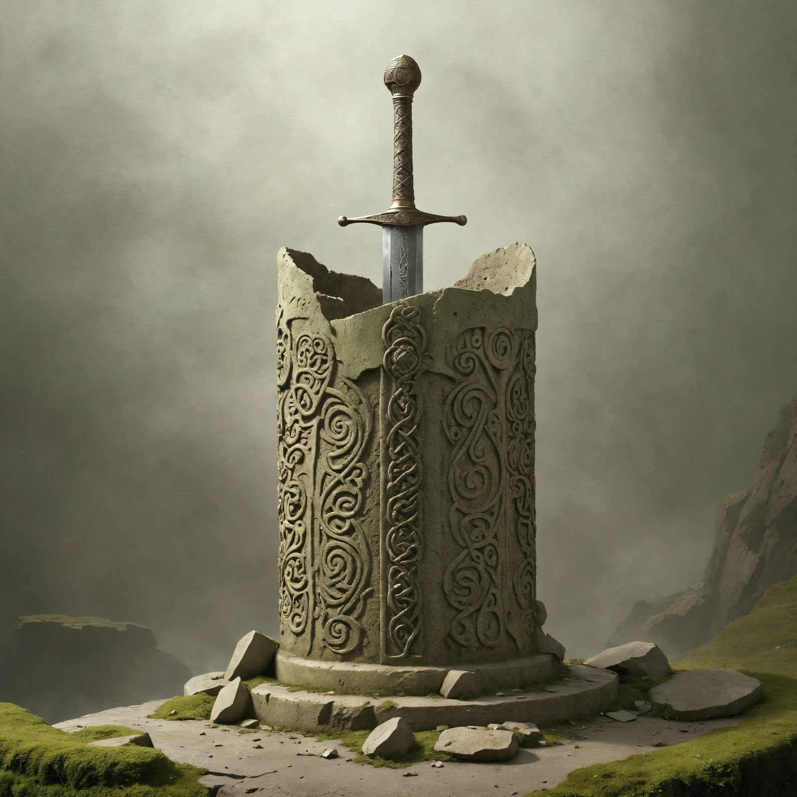 Ancient Celtic Sword Emerges from Concrete Ruins