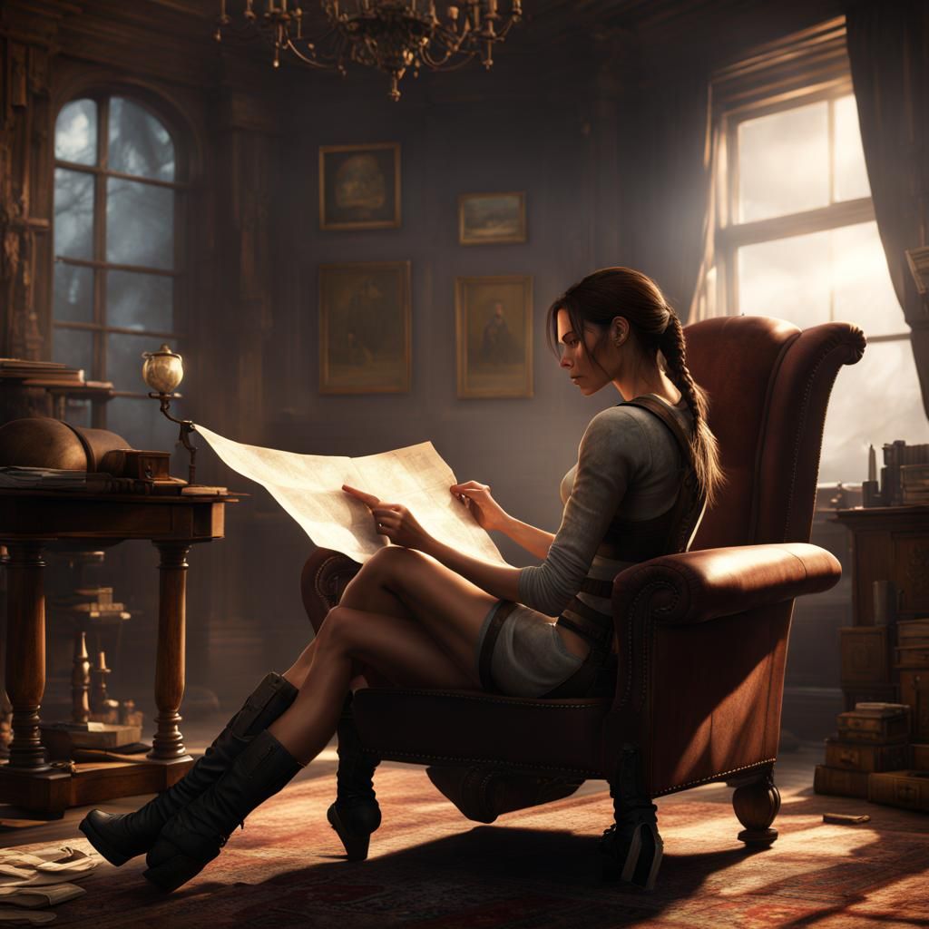 Lara Croft Relaxing at Home