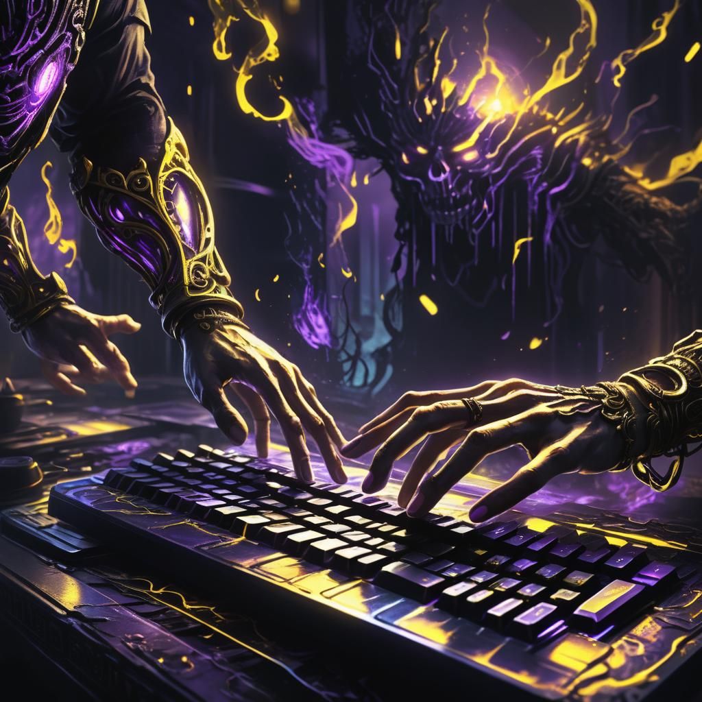 Eerie Glowing Keyboard in Dark Fantasy Concept Art