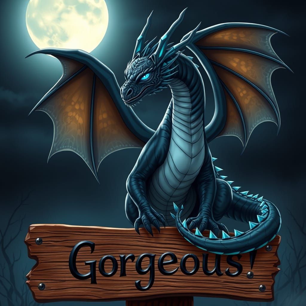 Ethereal Cyberpunk Dragon Goddess Under Moonlight