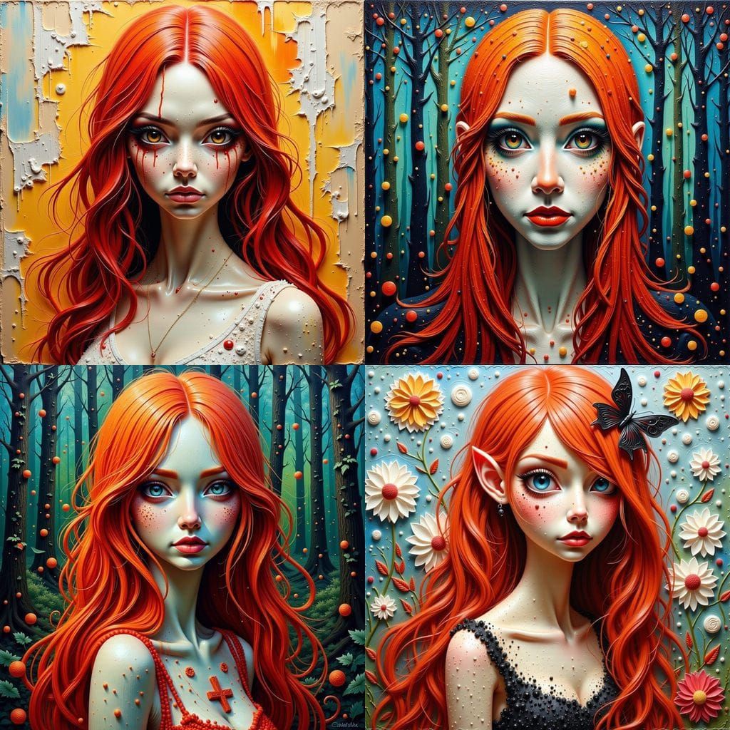 Redhead Tikbalang: Acrylic Impasto Portrait