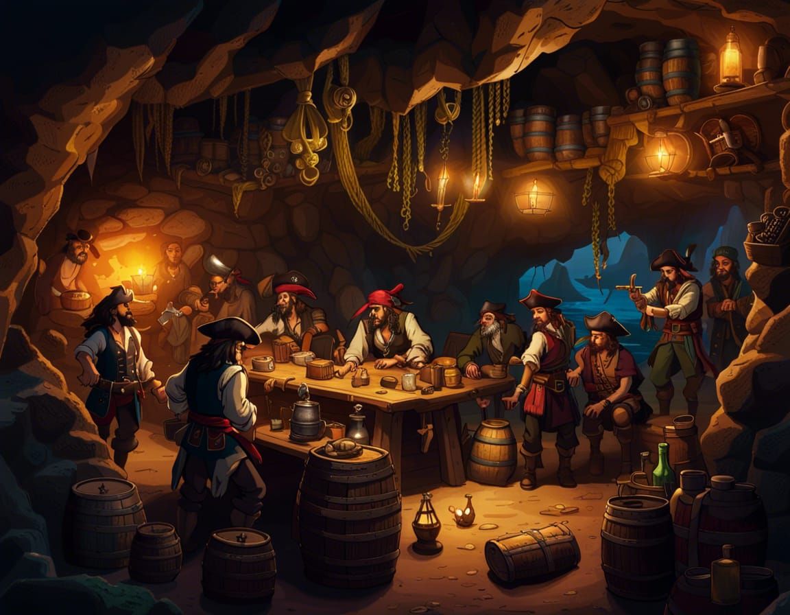 Pirate Hideout Cave Filled with Treasure