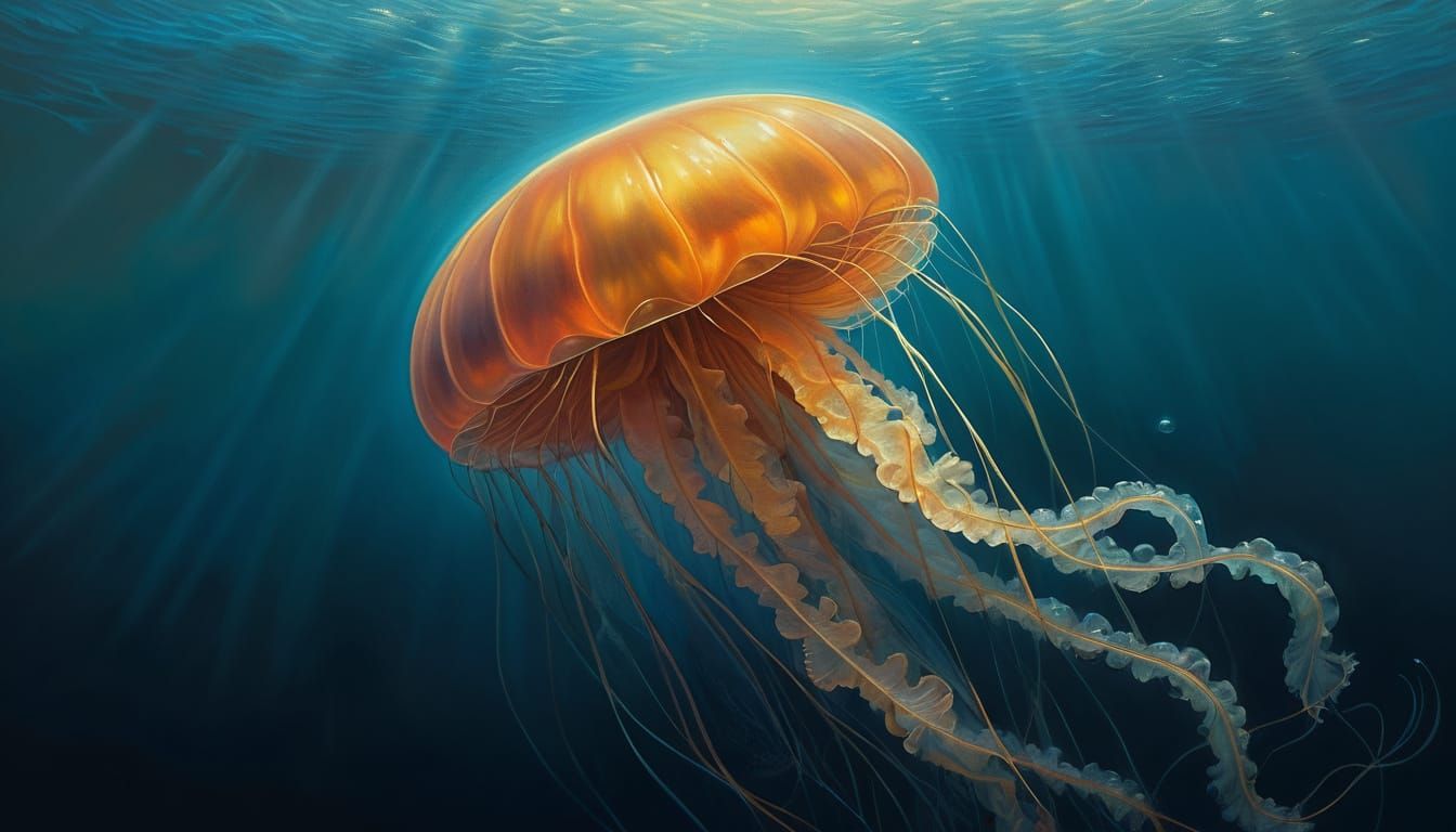 Luminescent Jellyfish in Dreamlike Pencil Sketch