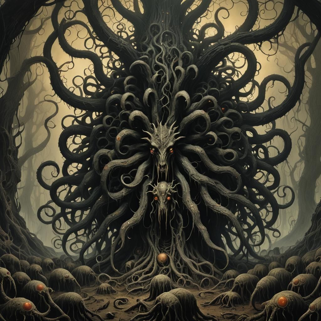 Shub-Niggurath: Cosmic Horror in Beksiński Style
