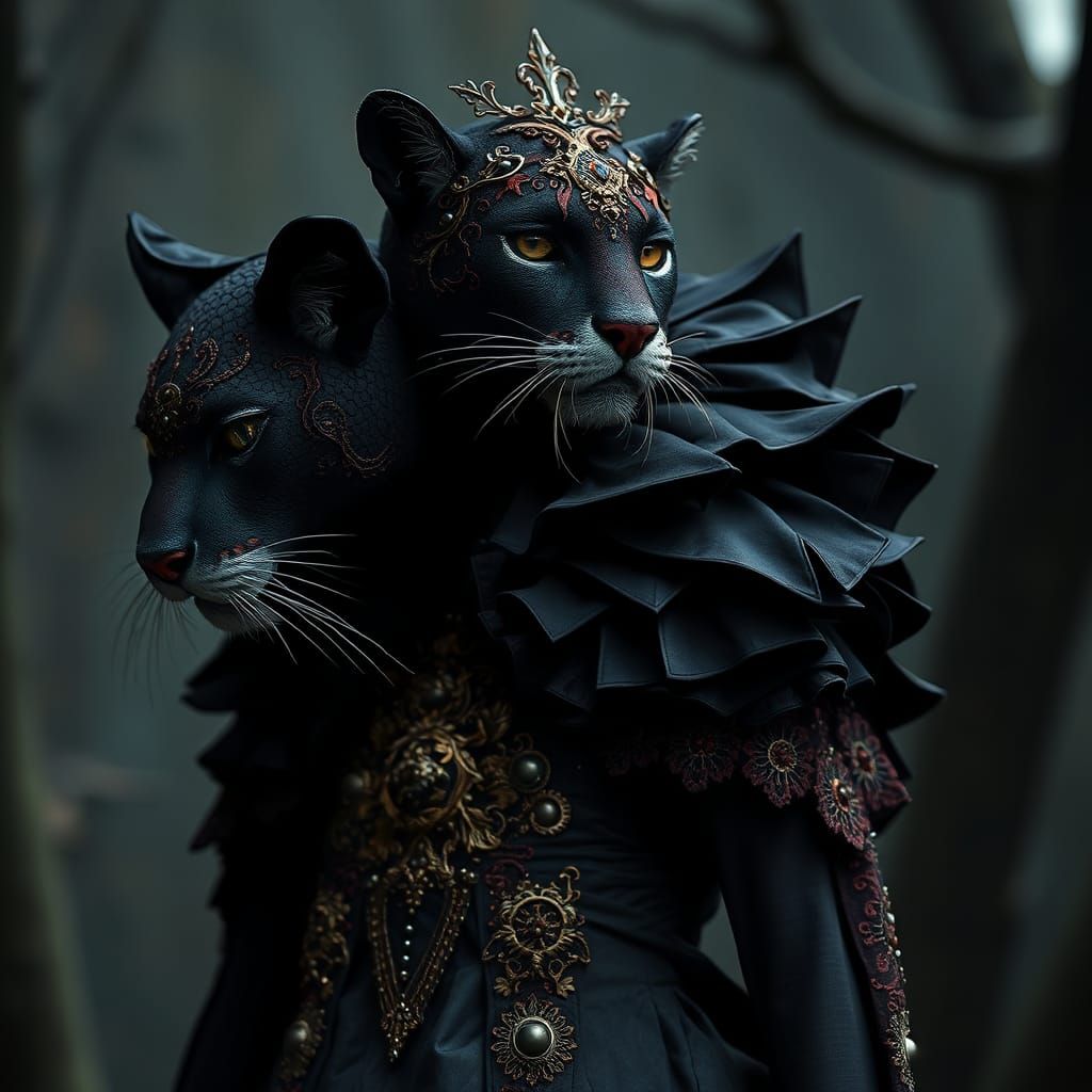 Two-Headed Panther in Avant-Garde Style
