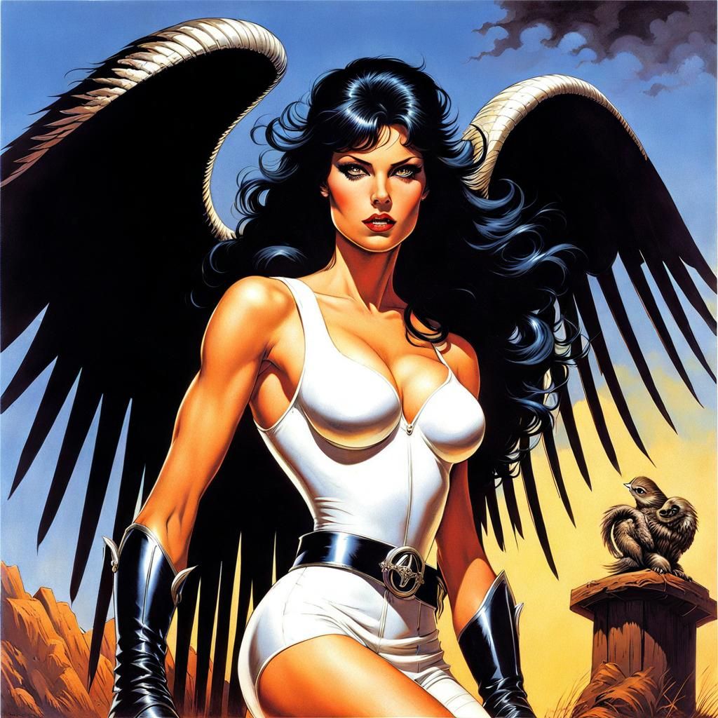 Beautiful Fallen Angel in Post-Apocalyptic Setting