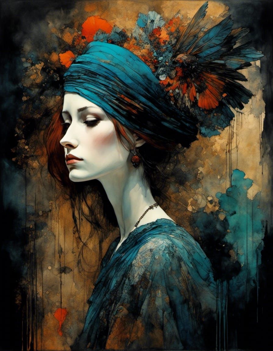 Boho Girl in Rags: A Harry Clarke-Style Fantasy