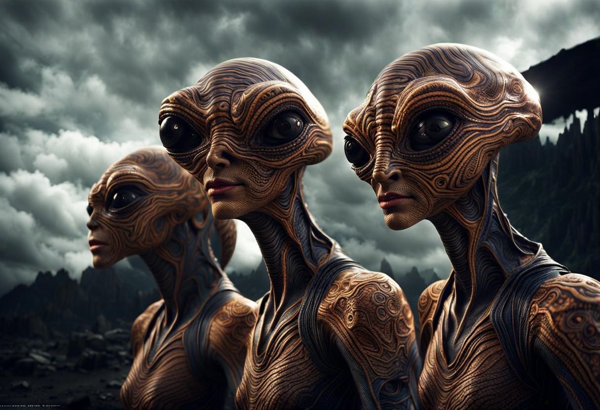 Photorealistic Aliens in Subdued, Magical Lighting