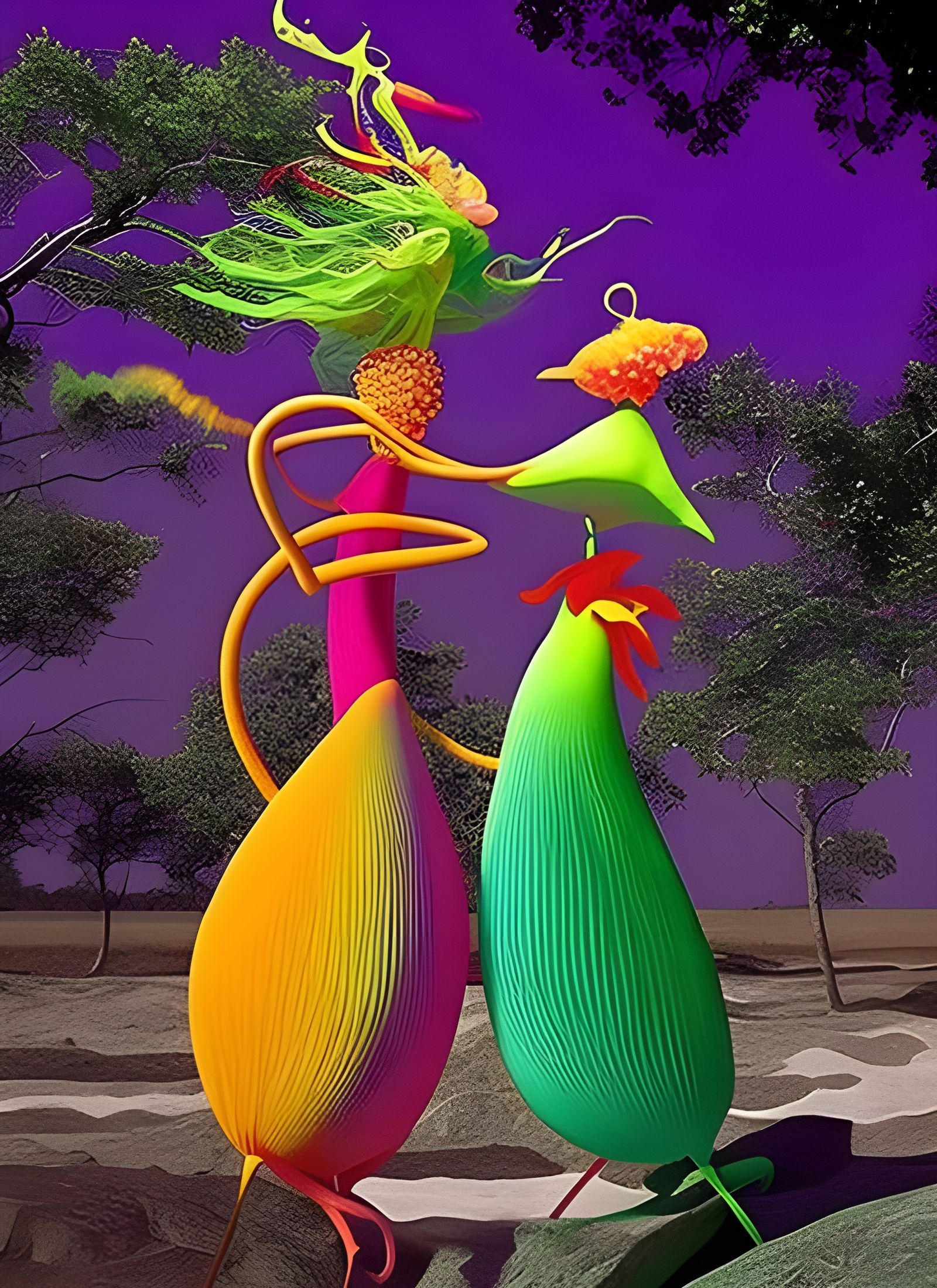 Futuristic Cityscape with Bizarre Creatures in Hyperreal Sty...