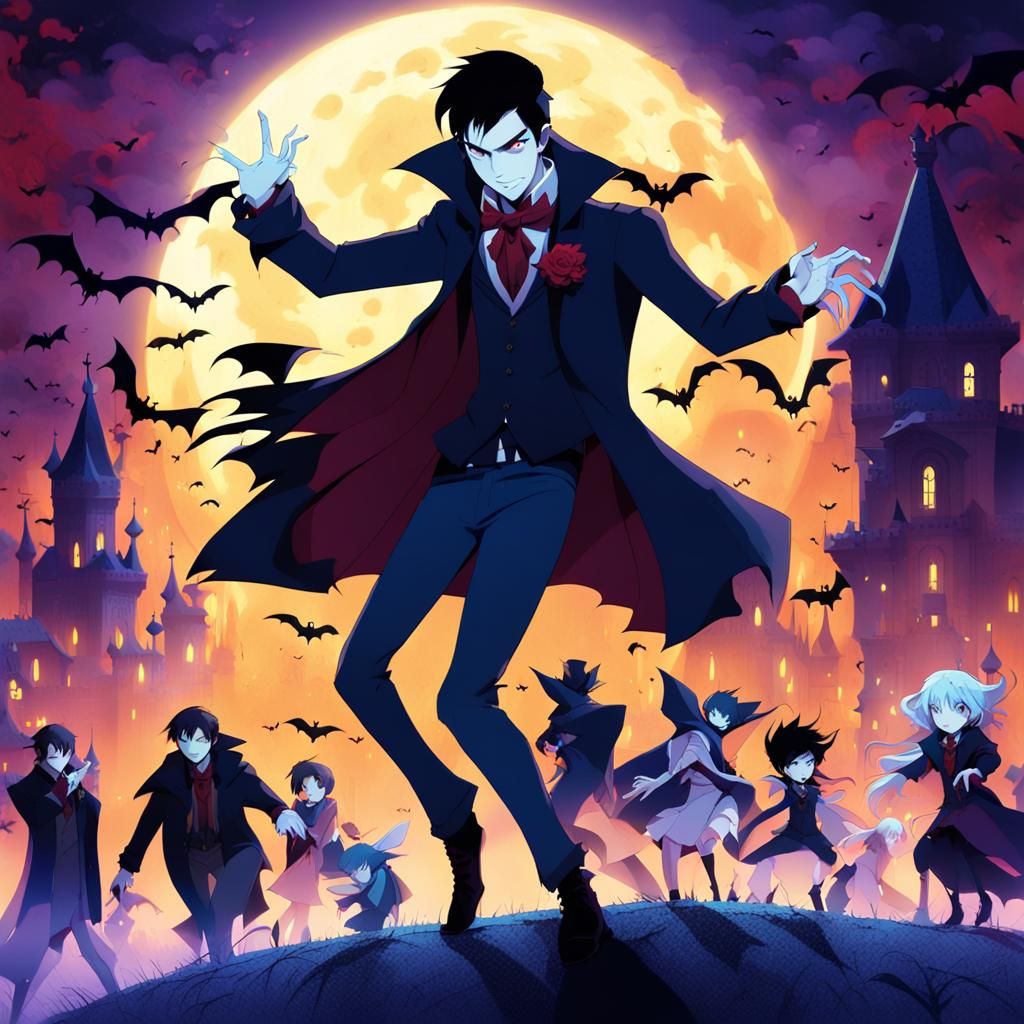 Anime Vampire Dance in Dark Fantasy Style