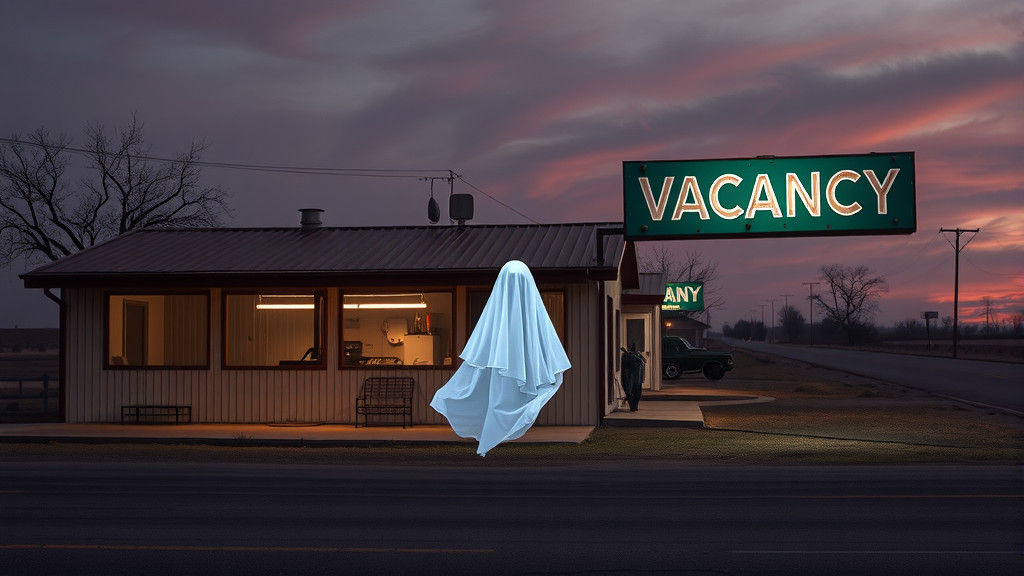 Deserted Motel With Ghostly Figure
