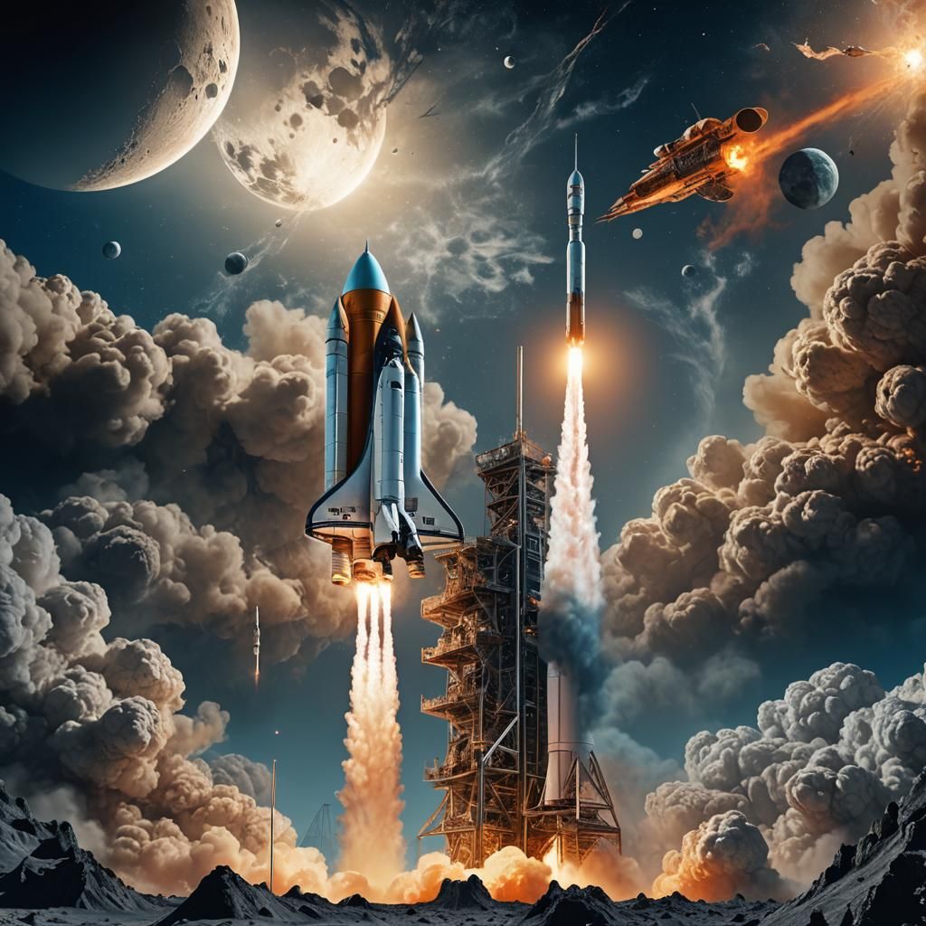 (NASA rocket shuttles the moon:10.0x).